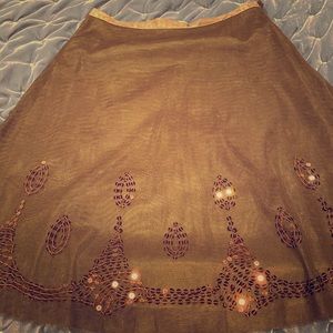 Chocolate brown A-line skirt with sequins